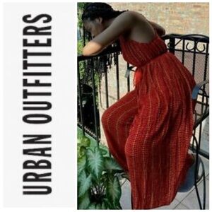 Urban Outfitters Kiari Red Wide Leg Jumpsuit Culottes